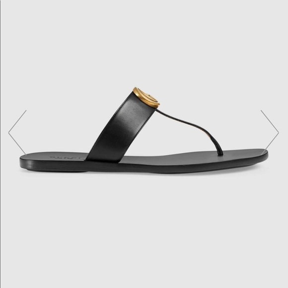 **SOLD** Gucci Leather Thong Sandal with Double G - Picture 9 of 12